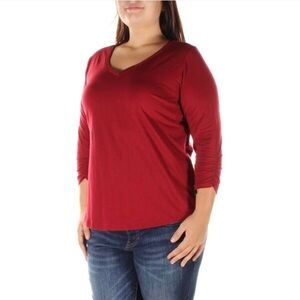 DKNY Jeans Red 3/4 Sleeve Tee